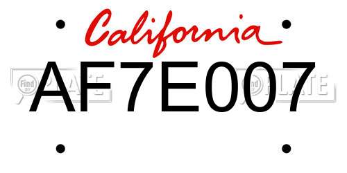 AF7E007 California License Plate