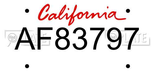 AF83797 California License Plate
