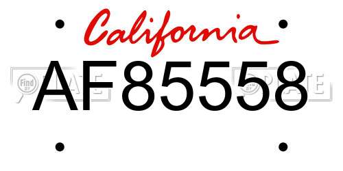 AF85558 California License Plate