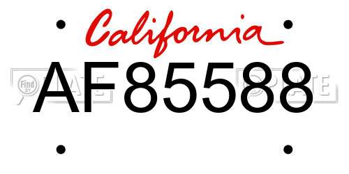 AF85588 California License Plate