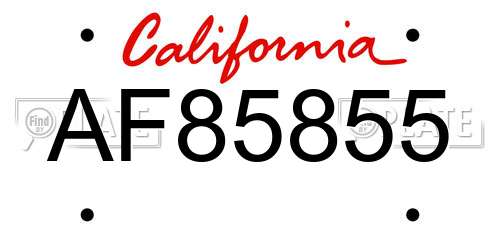 AF85855 California License Plate