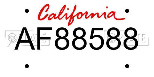 AF88588 California License Plate