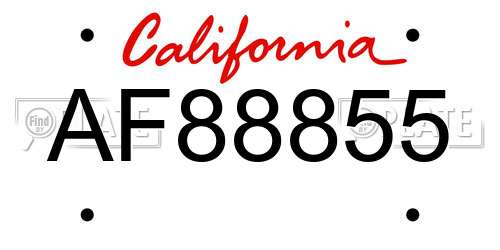 AF88855 California License Plate
