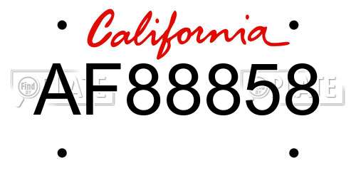 AF88858 California License Plate