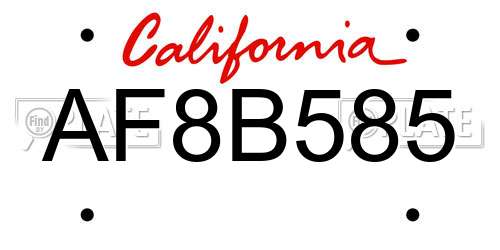 AF8B585 California License Plate
