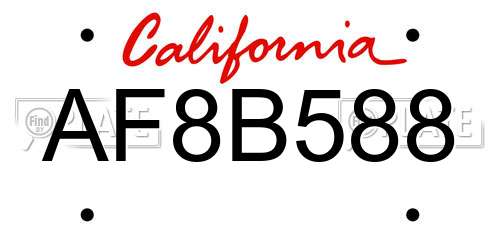 AF8B588 California License Plate