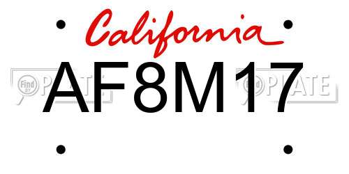 AF8M17 California License Plate