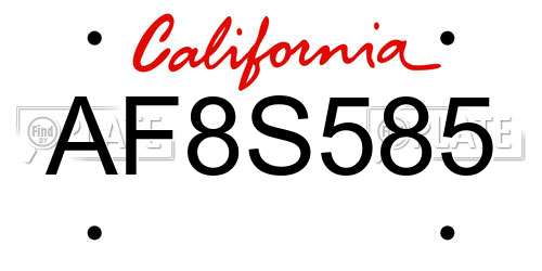 AF8S585 California License Plate