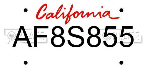 AF8S855 California License Plate