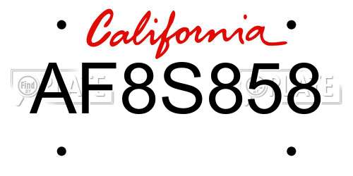 AF8S858 California License Plate