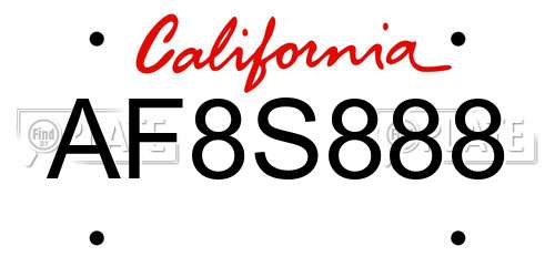 AF8S888 California License Plate