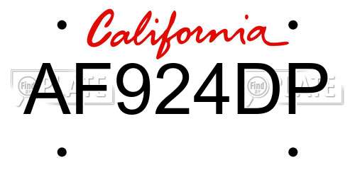 AF924DP California License Plate