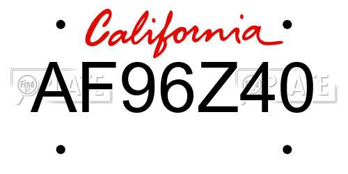 AF96Z40 California License Plate