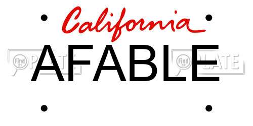 AFABLE California License Plate
