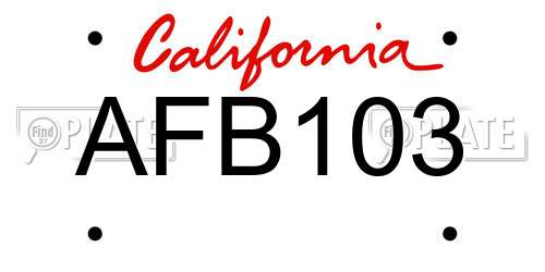 AFB103 California License Plate