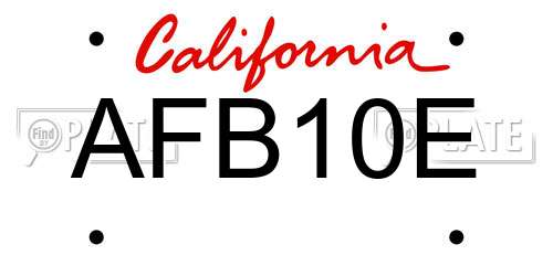 AFB10E California License Plate