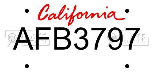 AFB3797 California License Plate