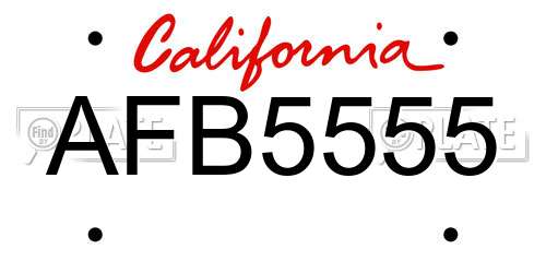 AFB5555 California License Plate