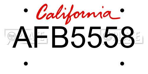 AFB5558 California License Plate