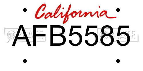 AFB5585 California License Plate