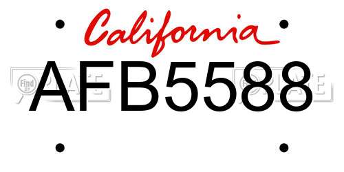 AFB5588 California License Plate