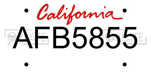 AFB5855 California License Plate