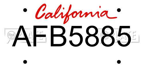 AFB5885 California License Plate