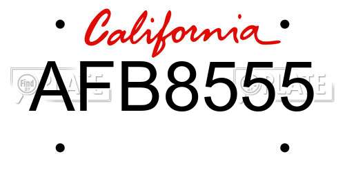 AFB8555 California License Plate