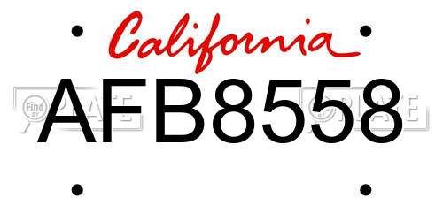 AFB8558 California License Plate