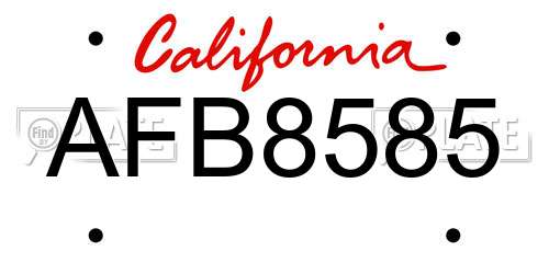AFB8585 California License Plate