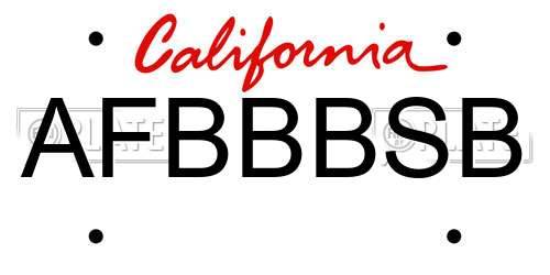 AFBBBSB California License Plate