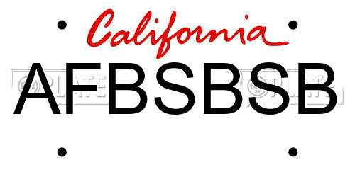 AFBSBSB California License Plate