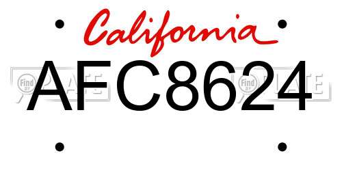 AFC8624 California License Plate