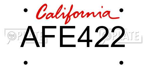 AFE422 California License Plate