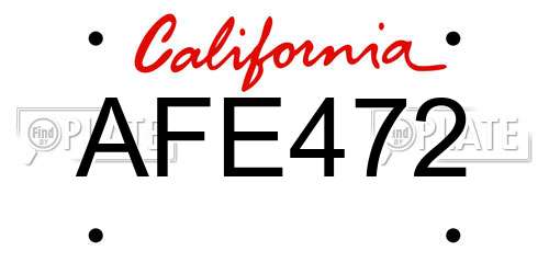 AFE472 California License Plate