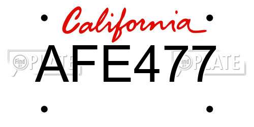 AFE477 California License Plate