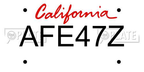 AFE47Z California License Plate