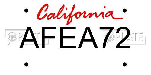 AFEA72 California License Plate