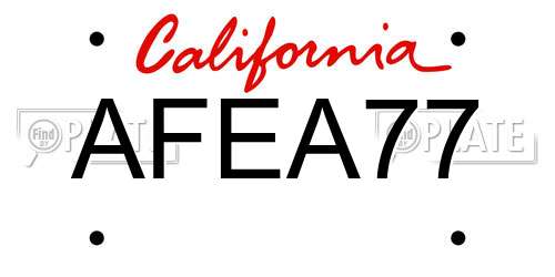 AFEA77 California License Plate