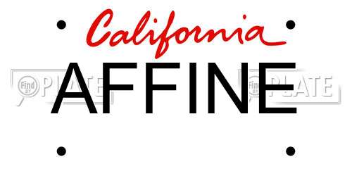 AFFINE California License Plate