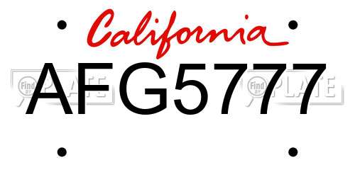 AFG5777 California License Plate