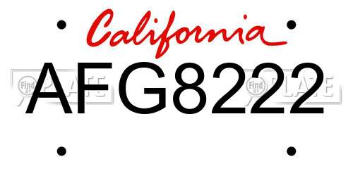 AFG8222 California License Plate