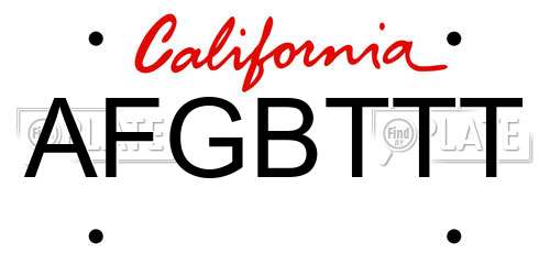 AFGBTTT California License Plate