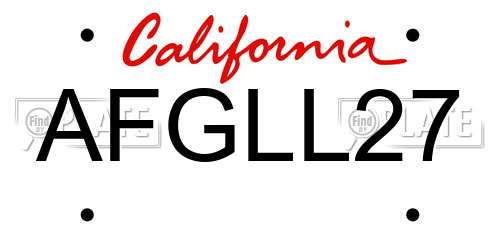 AFGLL27 California License Plate