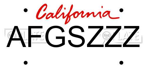 AFGSZZZ California License Plate