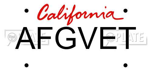 AFGVET California License Plate