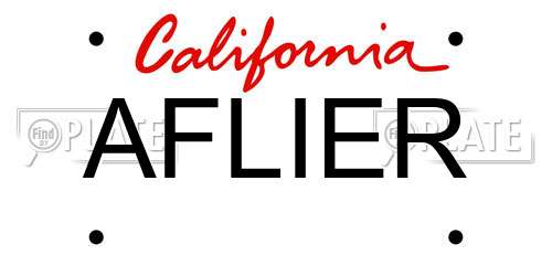 AFLIER California License Plate