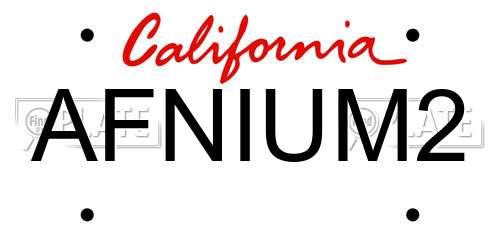 AFNIUM2 California License Plate