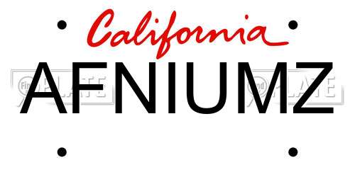 AFNIUMZ California License Plate