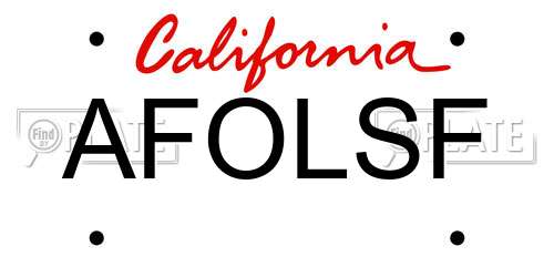 AFOLSF California License Plate
